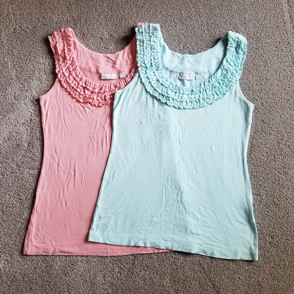 NY & Co Tank Tops Coral Teal Medium